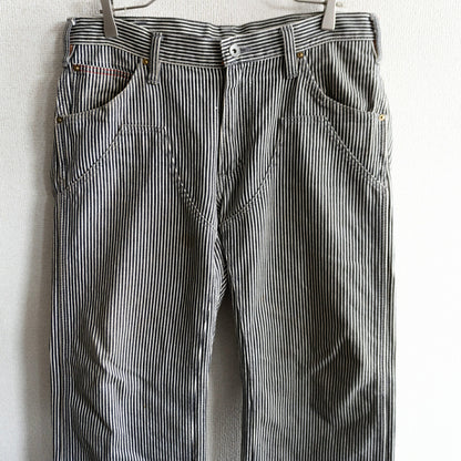 IRON HEART Hickory Stripe Double Knee Logger Jeans Size 34