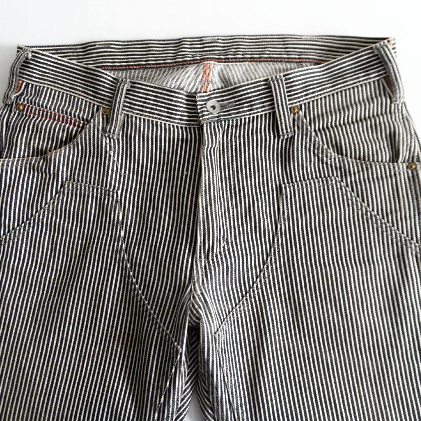 IRON HEART Hickory Stripe Double Knee Logger Jeans Size 34