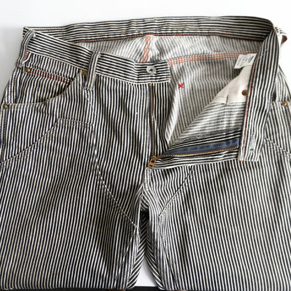 IRON HEART Hickory Stripe Double Knee Logger Jeans Size 34