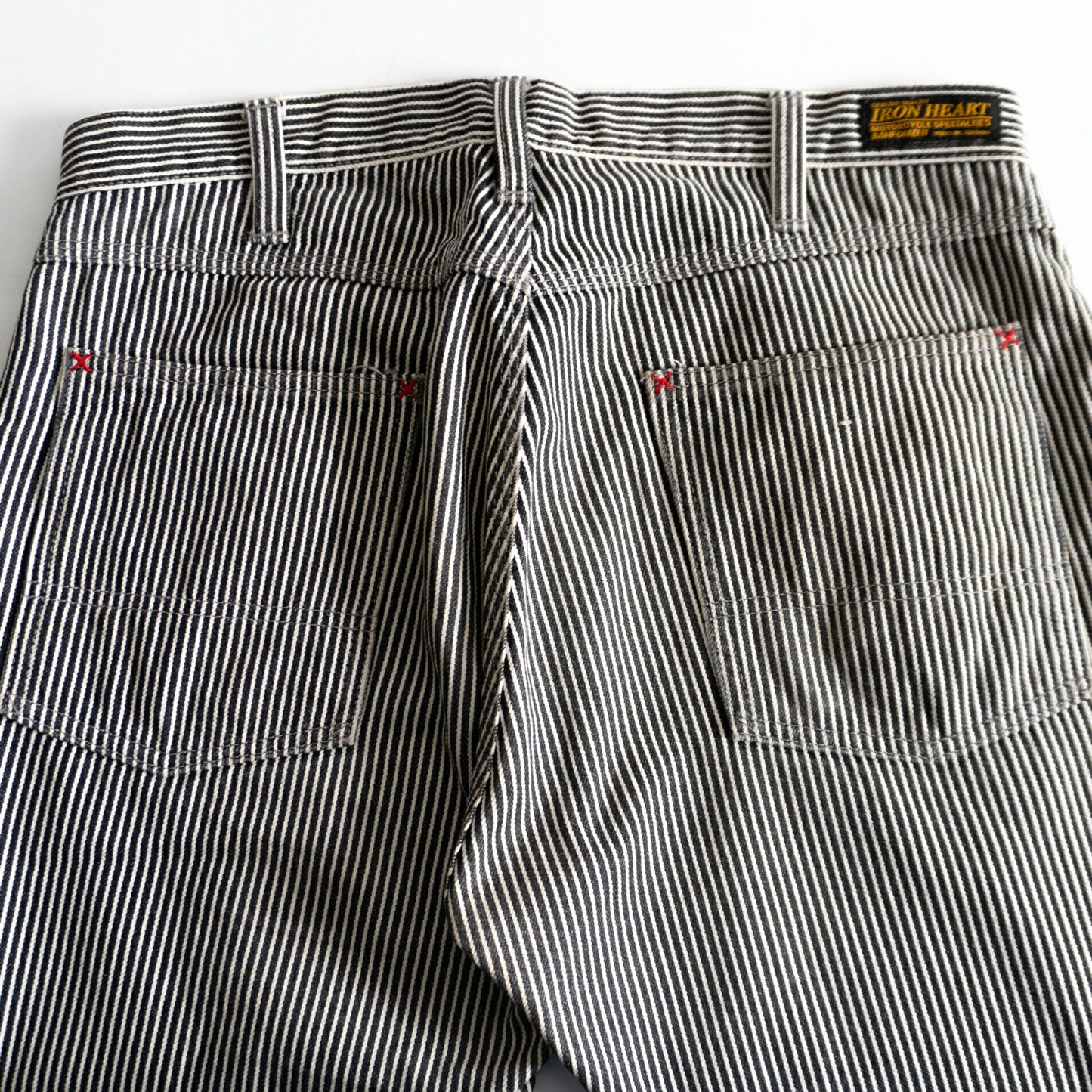 IRON HEART Hickory Stripe Double Knee Logger Jeans Size 34