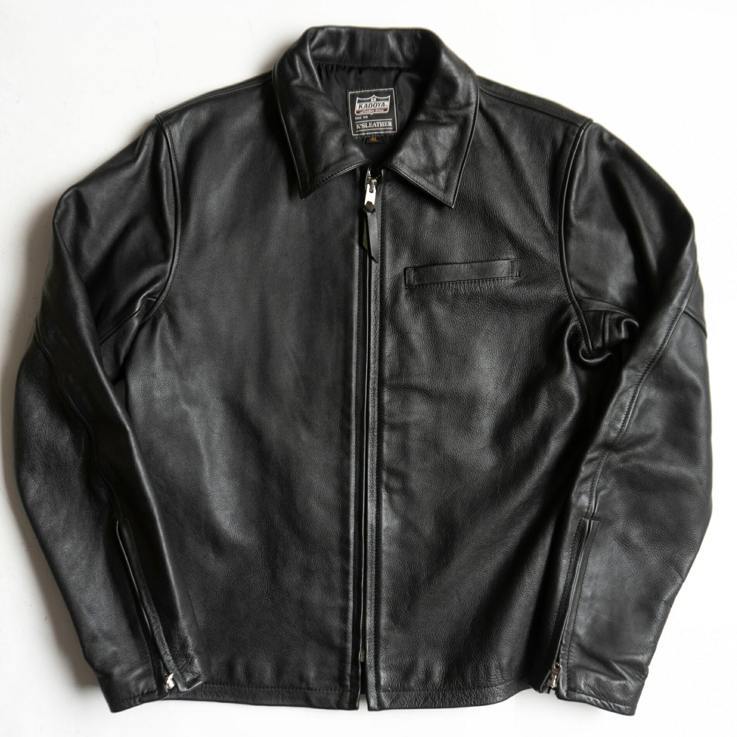 KADOYA Cowhide Leather Single Rider Jacket Black Size 4L