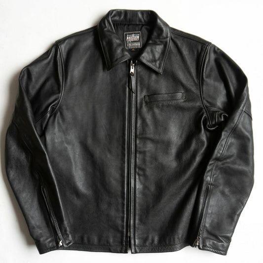 KADOYA Cowhide Leather Single Rider Jacket Black Size 4L
