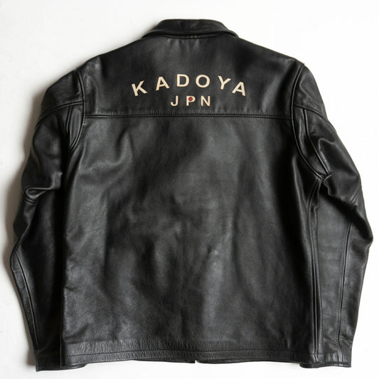 KADOYA Cowhide Leather Single Rider Jacket Black Size 4L