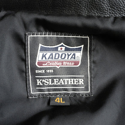 KADOYA Cowhide Leather Single Rider Jacket Black Size 4L