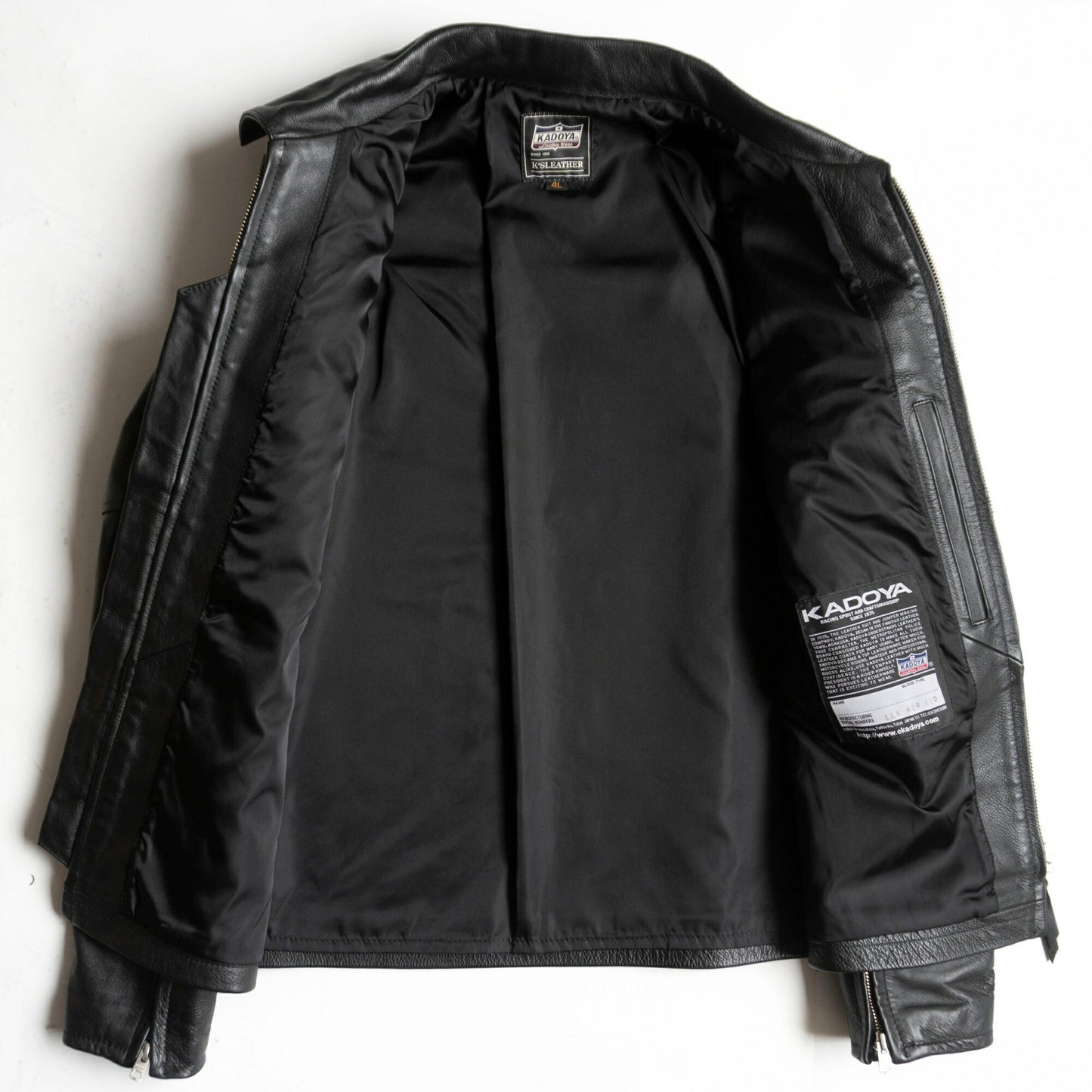 KADOYA Cowhide Leather Single Rider Jacket Black Size 4L