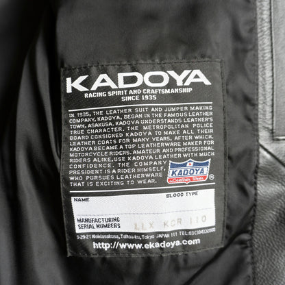KADOYA Cowhide Leather Single Rider Jacket Black Size 4L