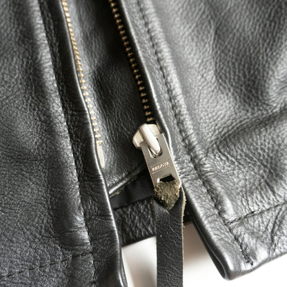 KADOYA Cowhide Leather Single Rider Jacket Black Size 4L