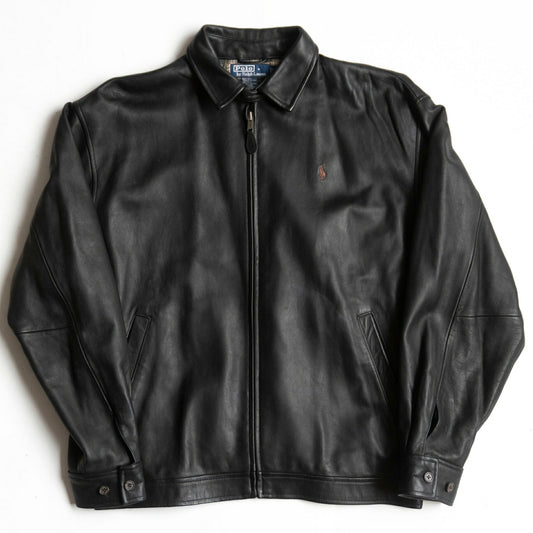 POLO RALPH LAUREN Lamb Leather Swing Top Jacket Black Size L