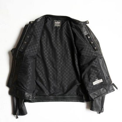 KADOYA Cowhide Leather Single Rider Jacket Black Size 4L