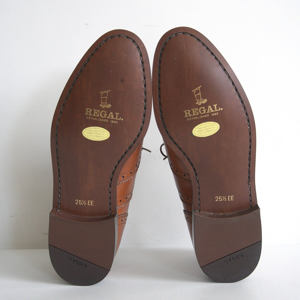 REGAL Wingtip Leather Shoes Brown Size 25.5EE