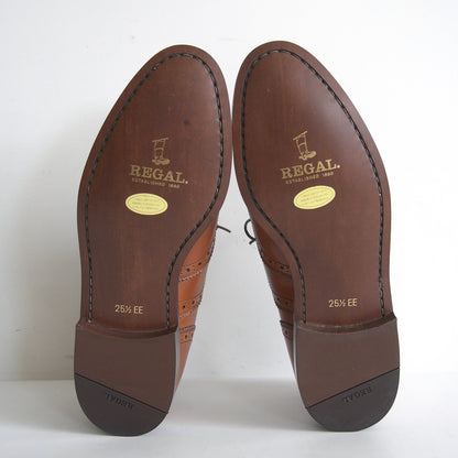 REGAL Wingtip Leather Shoes Brown Size 25.5EE