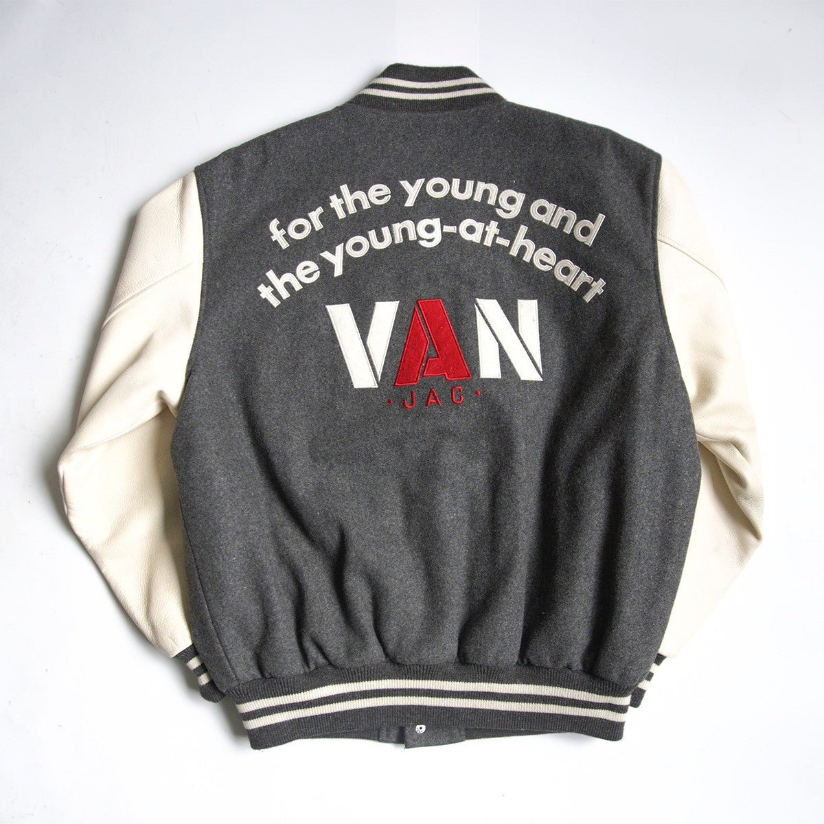 VAN JAC Wool Leather Sleeve Varsity Jacket Size L
