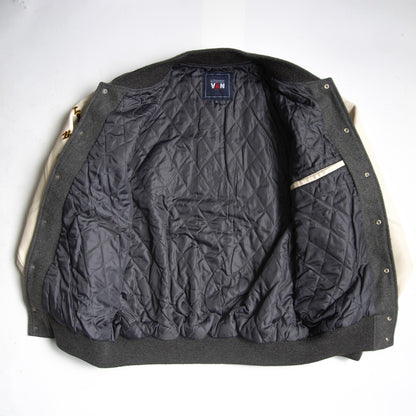 VAN JAC Wool Leather Sleeve Varsity Jacket Size L