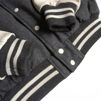 VAN JAC Wool Leather Sleeve Varsity Jacket Size L