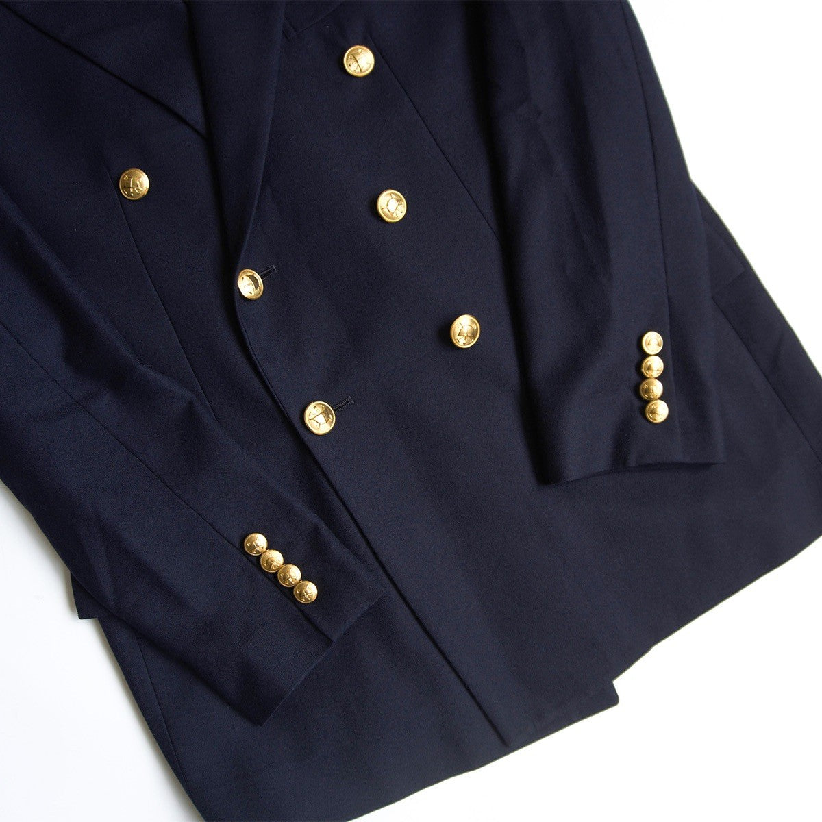 POLO RALPH LAUREN Double Breasted Navy Blazer Gold Size XXL