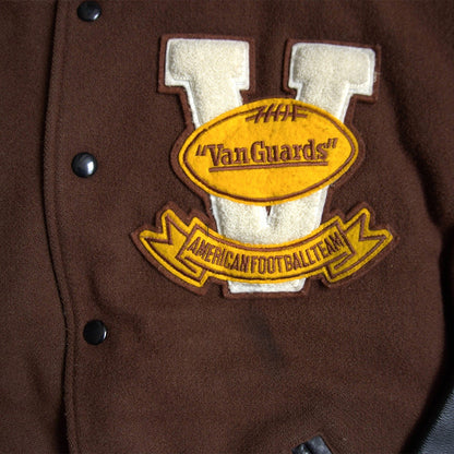 VAN JAC Leather Sleeve Varsity Jacket Size LL