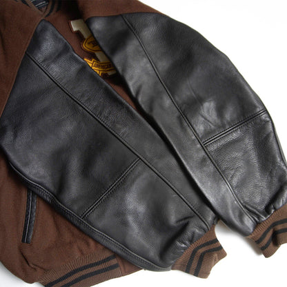 VAN JAC Leather Sleeve Varsity Jacket Size LL