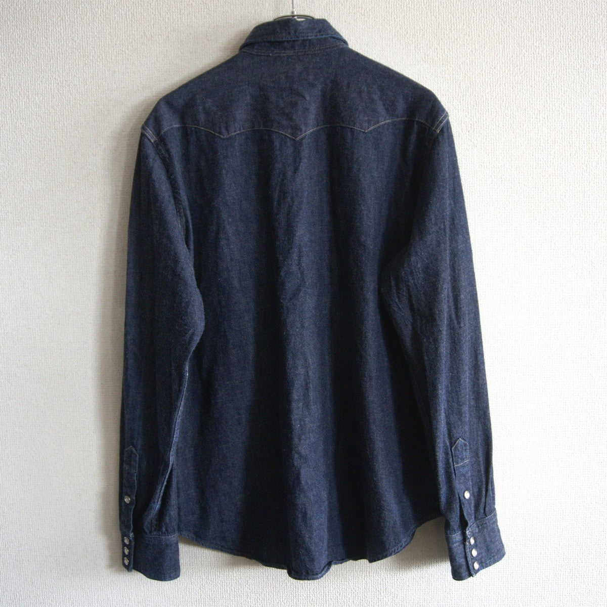 RRL Indigo Buffalo Denim Western Shirt Concho Buttons Size L