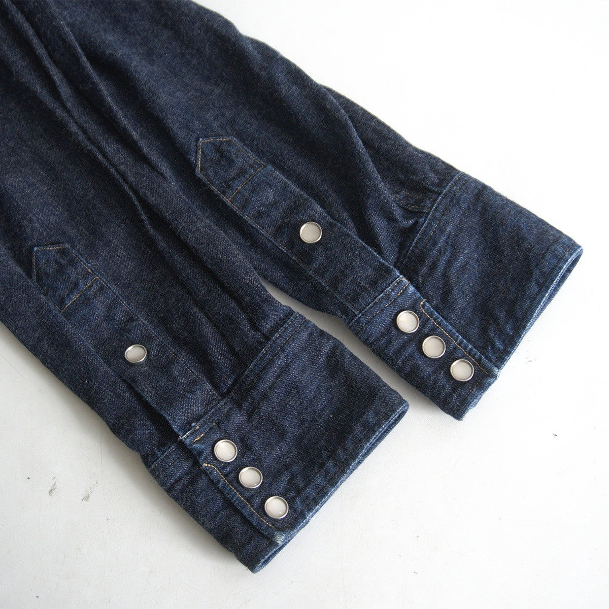 RRL Indigo Buffalo Denim Western Shirt Concho Buttons Size L
