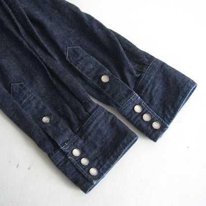 RRL Indigo Buffalo Denim Western Shirt Concho Buttons Size L