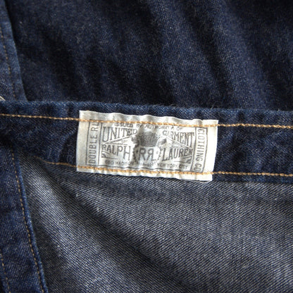 RRL Indigo Buffalo Denim Western Shirt Concho Buttons Size L