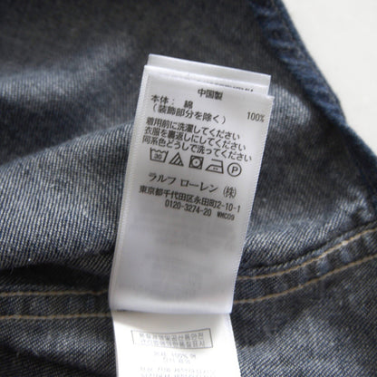 RRL Indigo Buffalo Denim Western Shirt Concho Buttons Size L