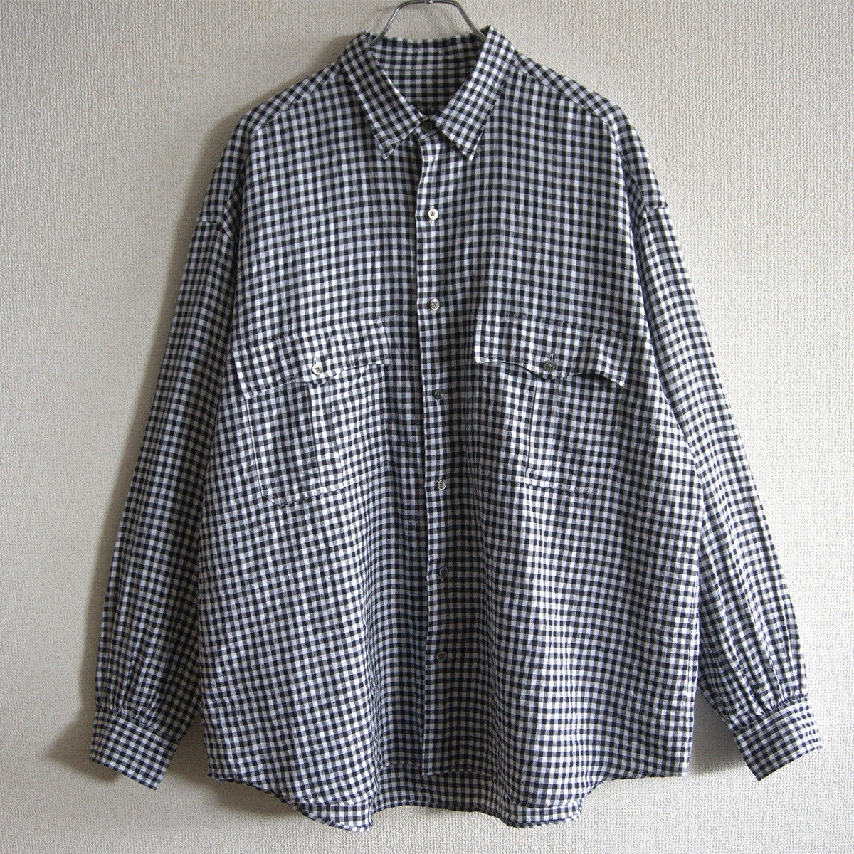 PORTER CLASSIC 26SS Roll Up Linen Gingham Shirt Size L
