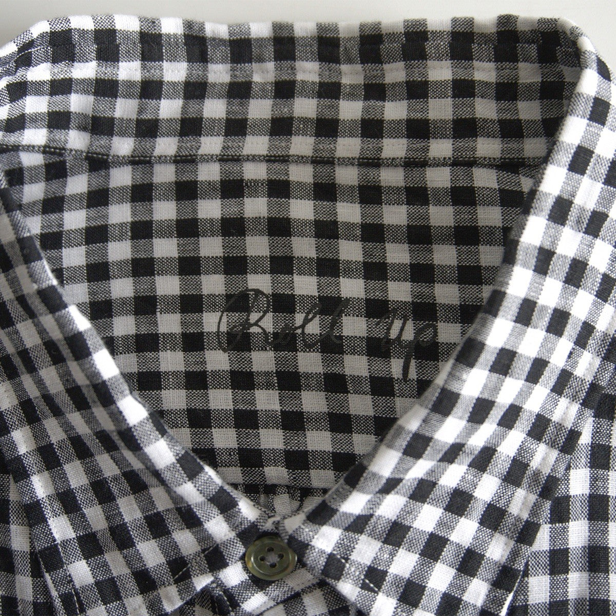 PORTER CLASSIC 26SS Roll Up Linen Gingham Shirt Size L