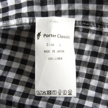PORTER CLASSIC 26SS Roll Up Linen Gingham Shirt Size L