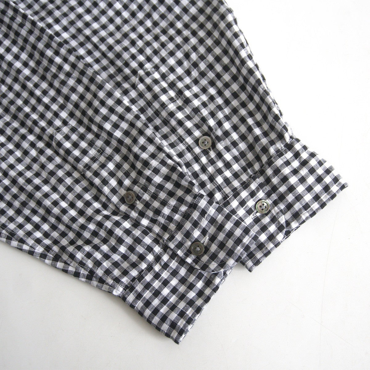 PORTER CLASSIC 26SS Roll Up Linen Gingham Shirt Size L