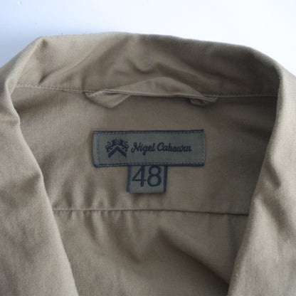 NIGEL CABOURN Cotton Twill Open Collar Military Shirt Size M