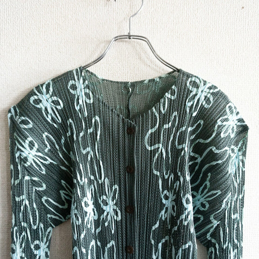 PLEATS PLEASE Issey Miyake Pleated Long Cardigan Size L