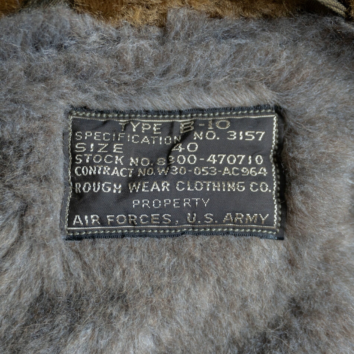 BUZZ RICKSON’S B-10 Rough Wear Flight Jacket Alpaca Size XXS