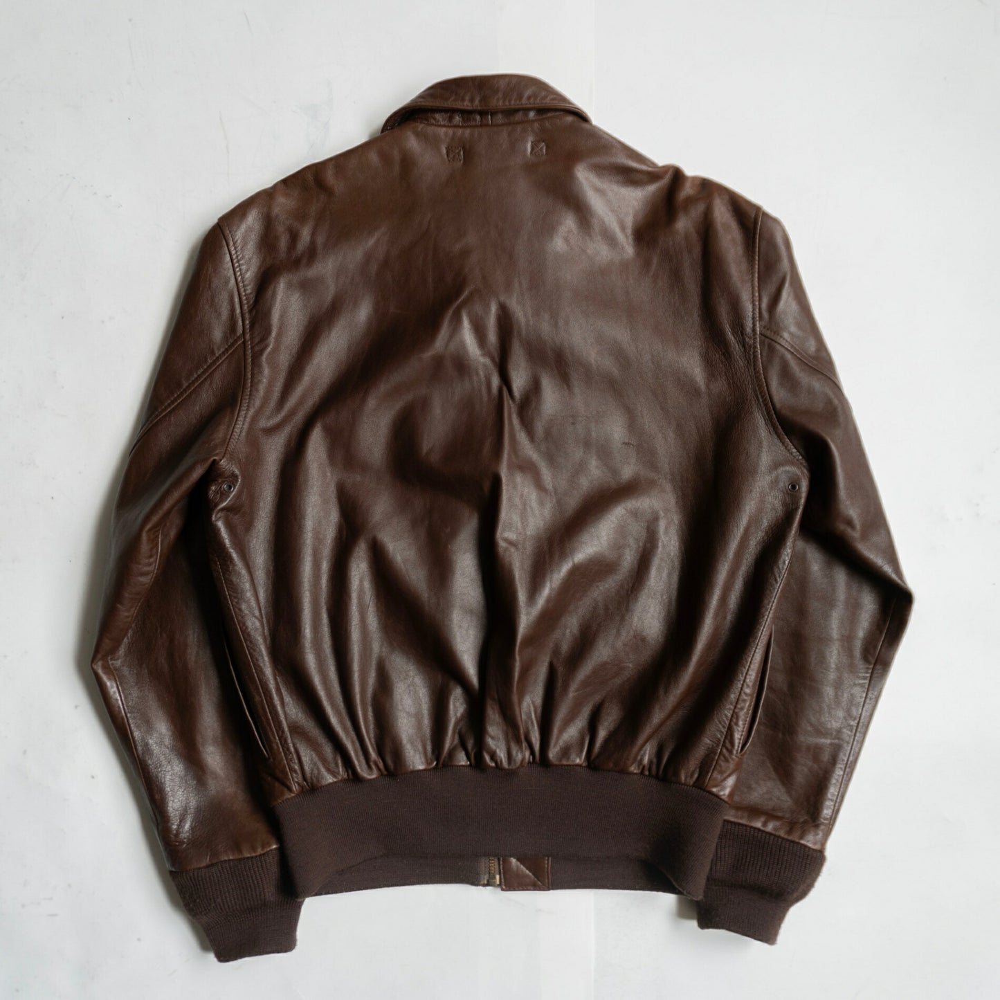 AVIREX A-2 Lamb Leather Flight Jacket Brown Size L