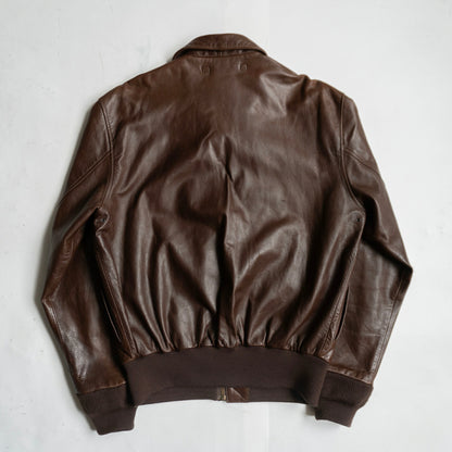 AVIREX A-2 Lamb Leather Flight Jacket Brown Size L