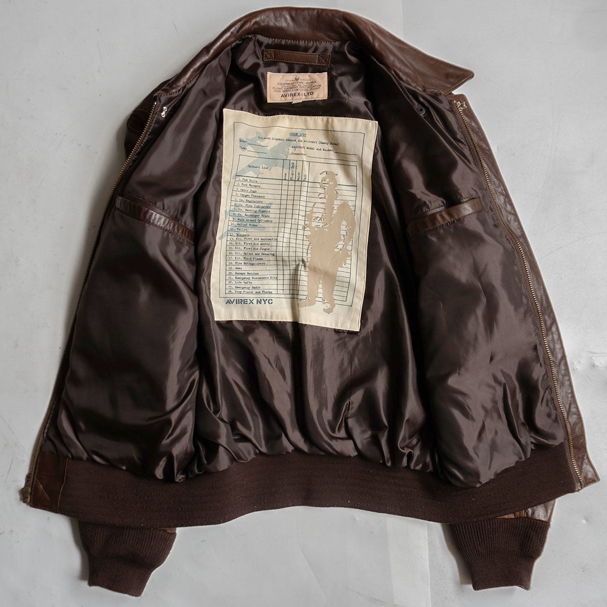 AVIREX A-2 Lamb Leather Flight Jacket Brown Size L