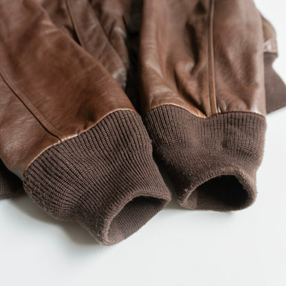 AVIREX A-2 Lamb Leather Flight Jacket Brown Size L