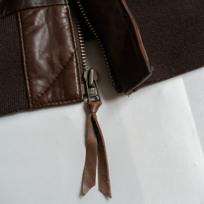 AVIREX A-2 Lamb Leather Flight Jacket Brown Size L