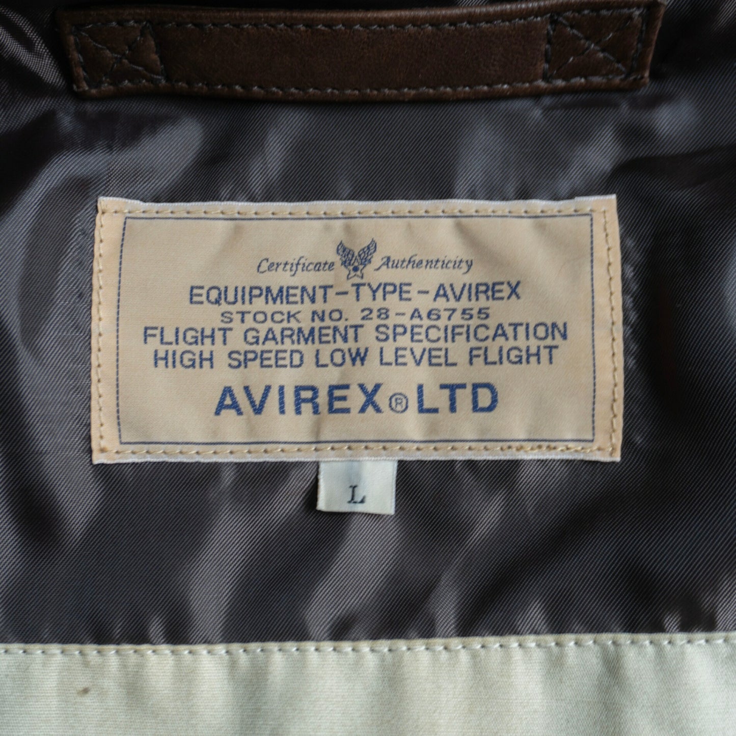 AVIREX A-2 Lamb Leather Flight Jacket Brown Size L