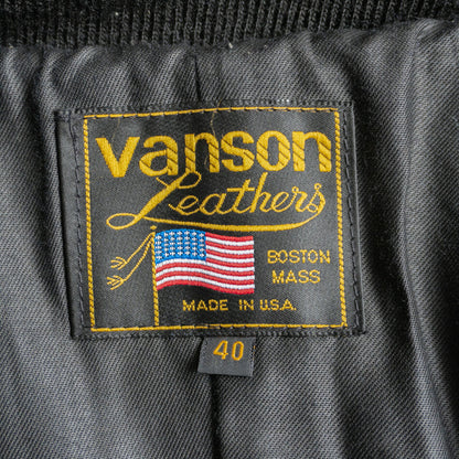 VANSON TJV USA All Leather Varsity Jacket Gray/Navy Size XXS