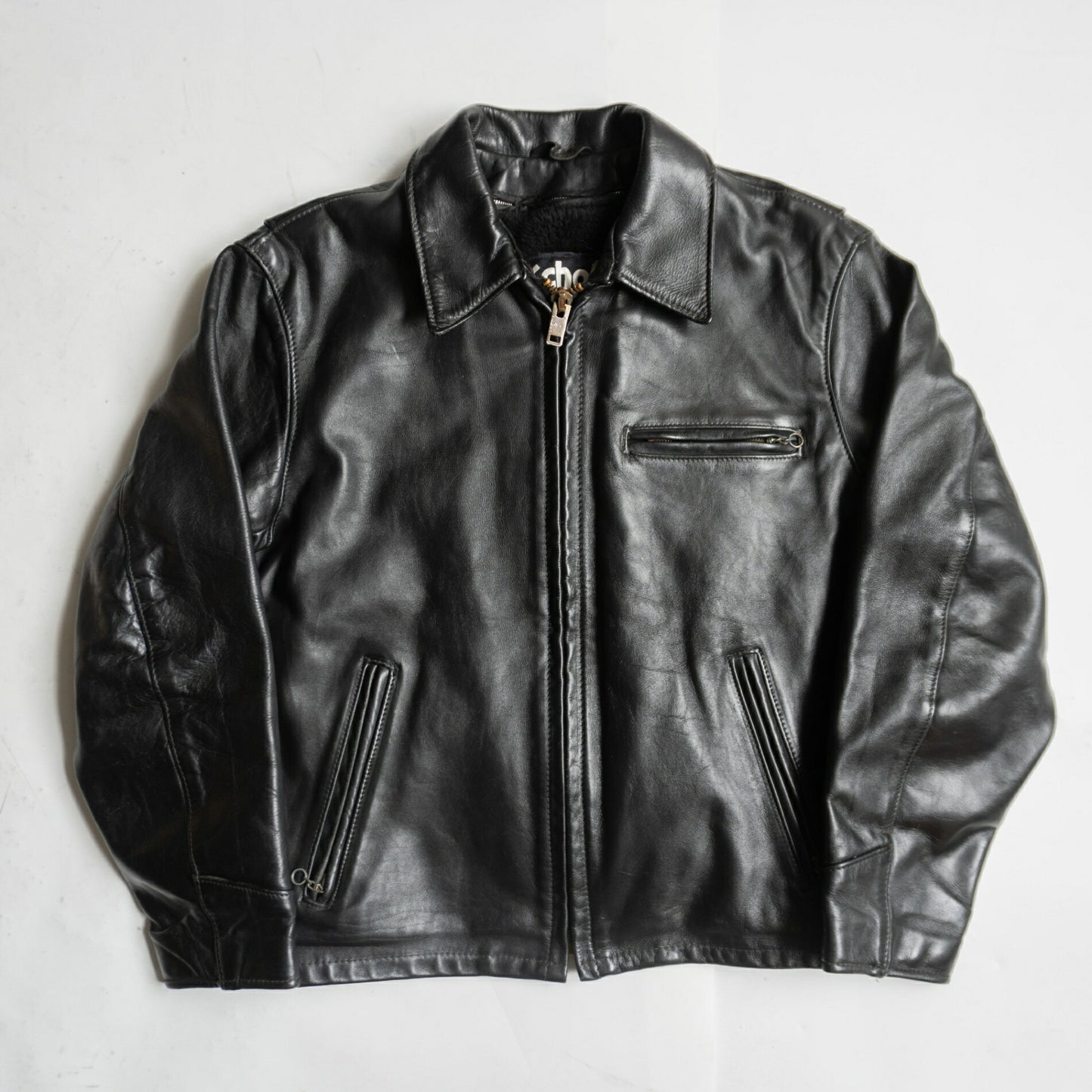 SCHOTT AT101 Collared Single Leather Riders Jacket Size XXS