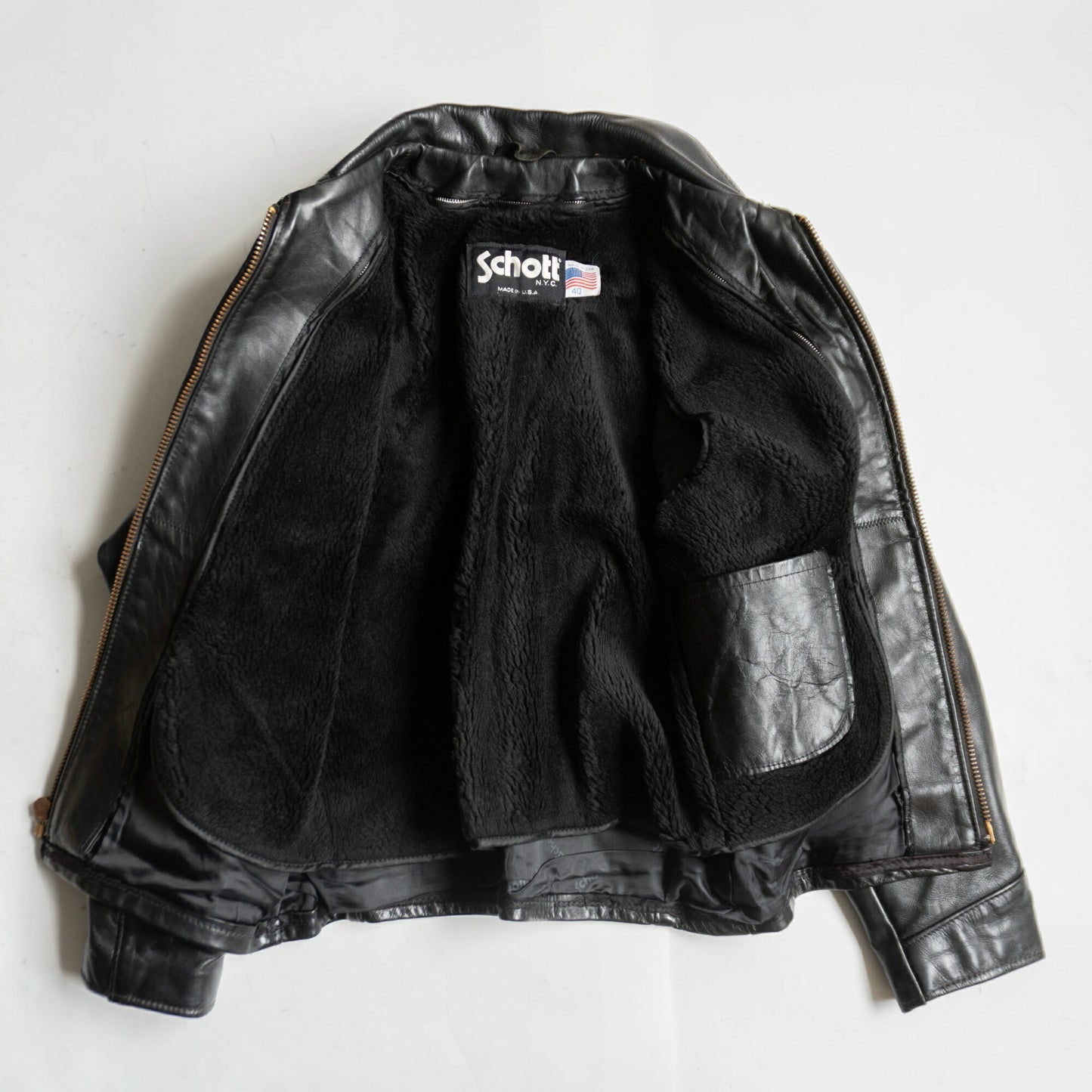 SCHOTT AT101 Collared Single Leather Riders Jacket Size XXS