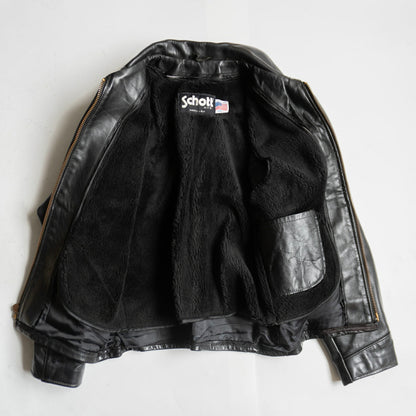 SCHOTT AT101 Collared Single Leather Riders Jacket Size XXS