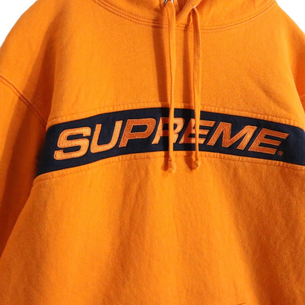 SUPREME 17SS Full Stripe Cotton Hoodie Orange Size M