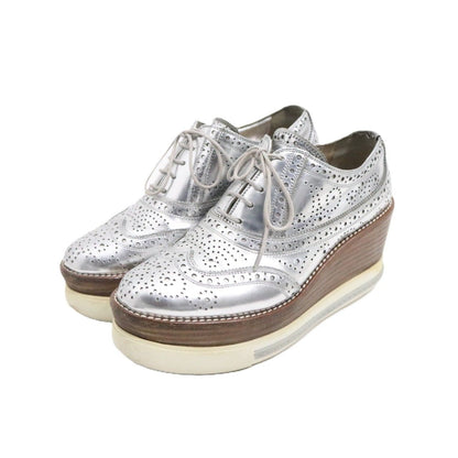 Miu Miu Silver Leather Platform All Season Size 23.0CM