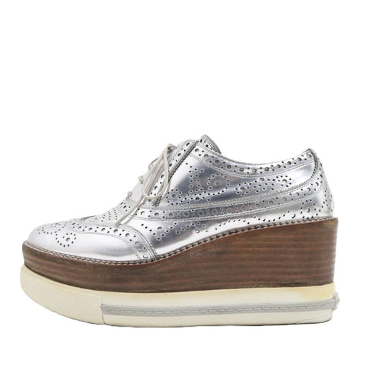 Miu Miu Silver Leather Platform All Season Size 23.0CM