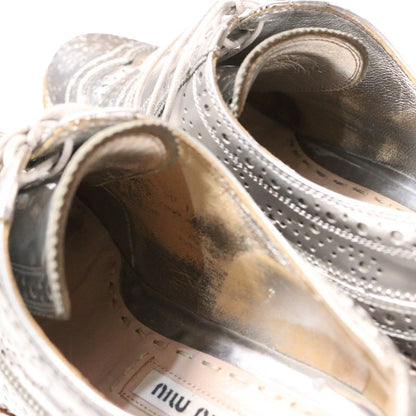 Miu Miu Silver Leather Platform All Season Size 23.0CM