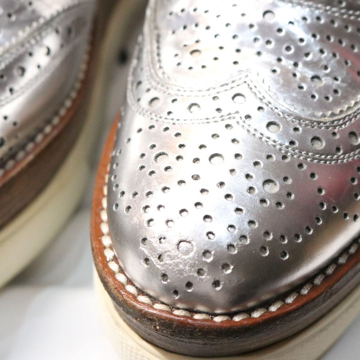 Miu Miu Silver Leather Platform All Season Size 23.0CM