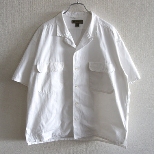 NIGEL CABOURN Cotton Twill Open Collar Shirt White Size M