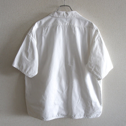 NIGEL CABOURN Cotton Twill Open Collar Shirt White Size M
